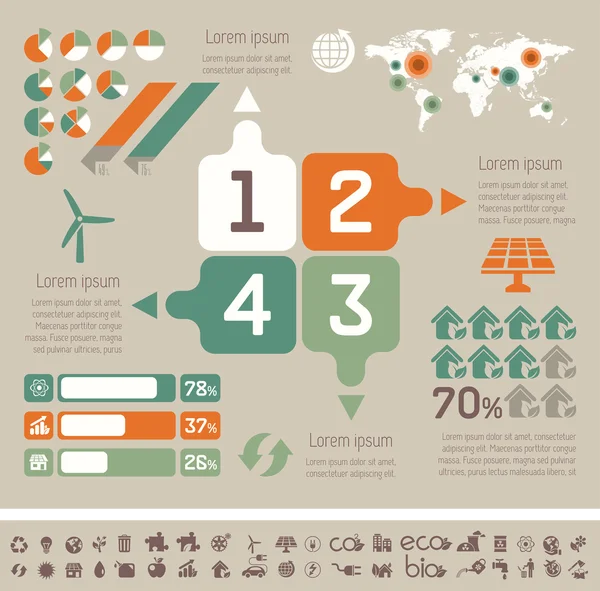 Modelo infográfico ecologia . — Vetor de Stock