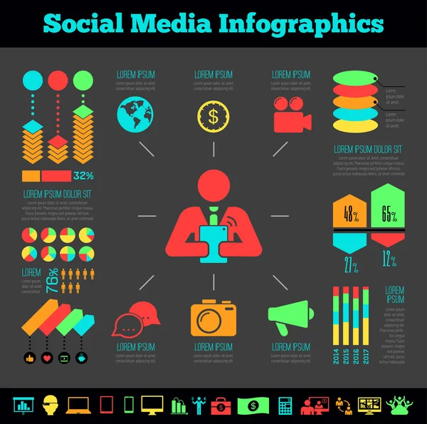 Modelo de Infográfico de Mídia Social . — Vetor de Stock