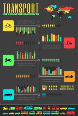 ulaşım Infographic şablonu.