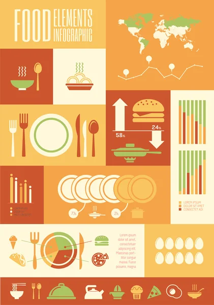 Modelo de Infográfico de Alimentos . — Vetor de Stock