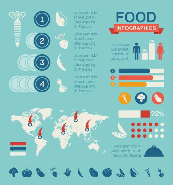 Modelo de Infográfico de Alimentos . — Vetor de Stock