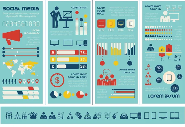 Plantilla de infografía de redes sociales . — Archivo Imágenes Vectoriales