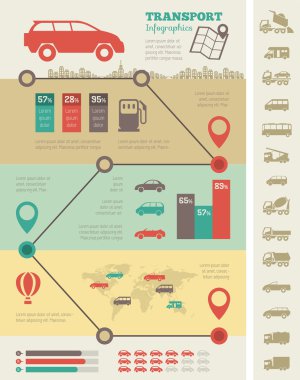 ulaşım Infographic şablonu.