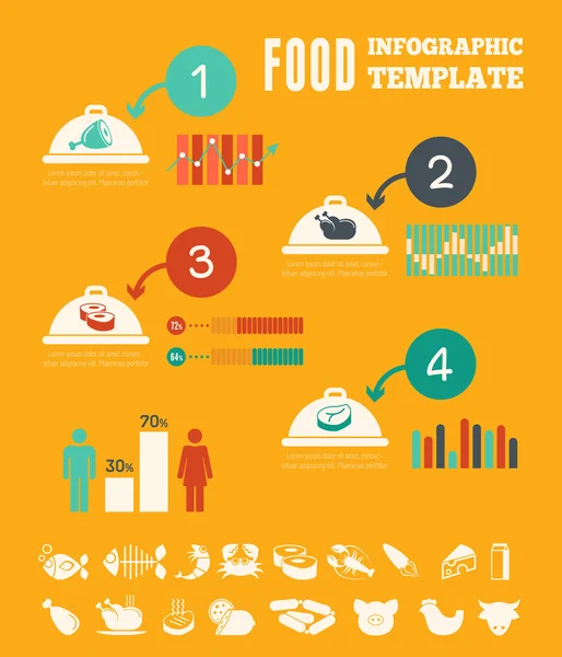 Plantilla Infográfica de Alimentos . — Archivo Imágenes Vectoriales