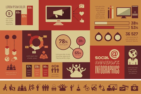 Sosyal medya infografik şablon. — Stok Vektör