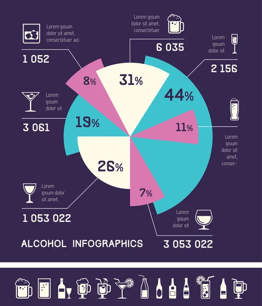 Alkohol-Infografik-Vorlage. — Stockvektor