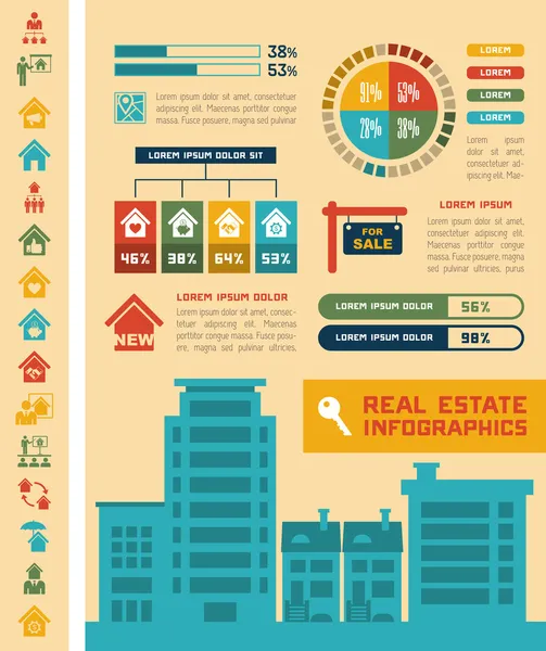 Infografías inmobiliarias . — Archivo Imágenes Vectoriales