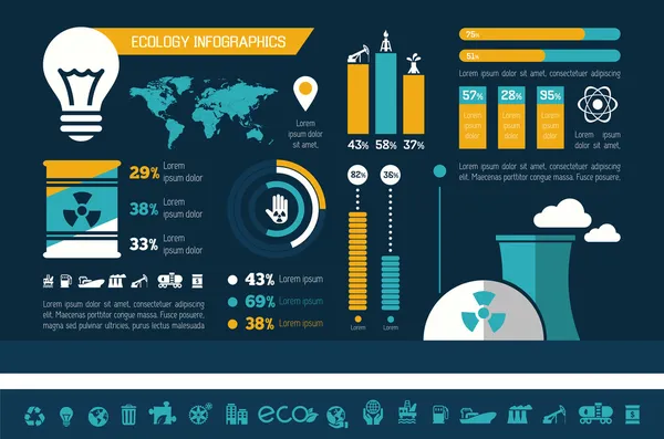 Modelo infográfico ecologia . — Vetor de Stock