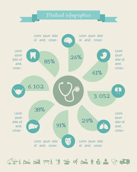 Modelo de infográfico médico . —  Vetores de Stock