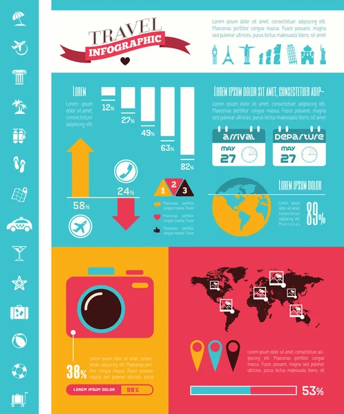 Seyahat Infographic şablonu. — Stok Vektör