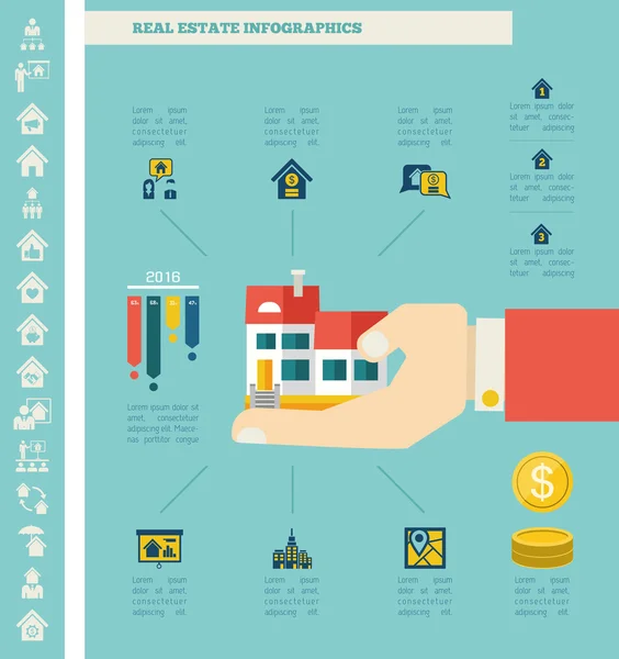 Infografías inmobiliarias . — Vector de stock
