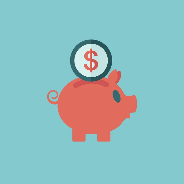 Piggy bank lapos ikon — Stock Vector