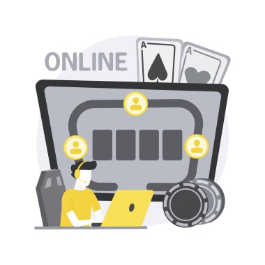 Çevrimiçi poker konsept vektör çizimi.