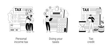 Yıllık vergi faturası soyut konsept vektör çizimleri.