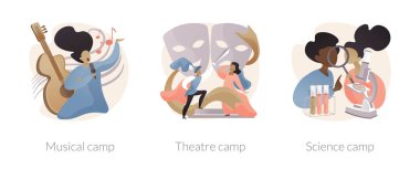 Yaz kampları soyut konsept vektör çizimleri.