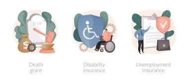 Sosyal finansal destek soyut konsept vektör çizimleri.