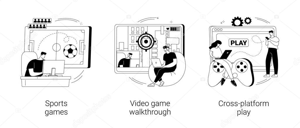 Digital gaming abstract concept vector illustrations.