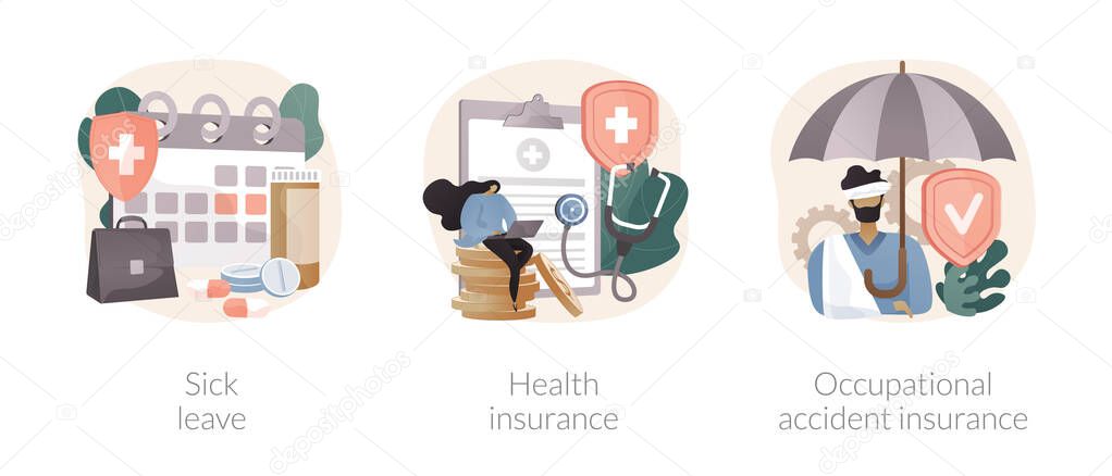 Social insurance abstract concept vector illustrations.