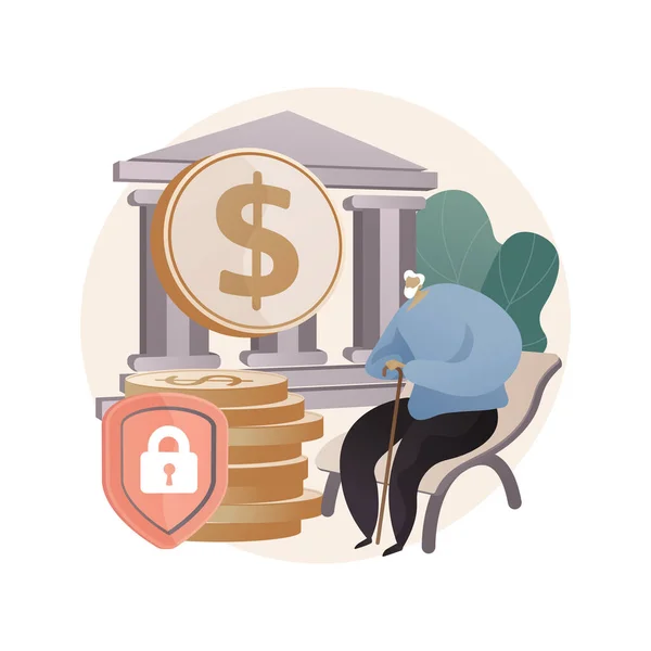 Elderly financial security abstract concept vector illustration. — Vettoriale Stock