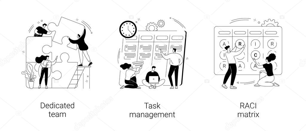 Developers team management abstract concept vector illustrations.