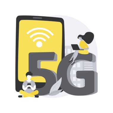 Cep telefonları 5G ağ soyut konsept vektör çizimi.