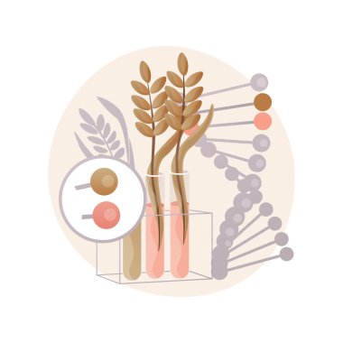 Genetik olarak değiştirilmiş bitkiler soyut konsept vektör çizimi.