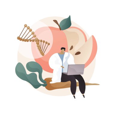 Genetik olarak değiştirilmiş gıdalar soyut konsept vektör çizimi.