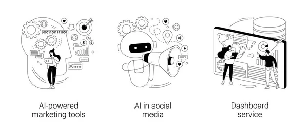 Künstliche Intelligenz für abstrakte Konzeptvektorillustrationen in Unternehmen. — Stockvektor