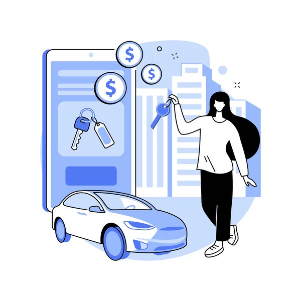 Verhuur auto service abstract concept vector illustratie. — Stockvector