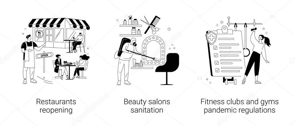 Covid19 business restrictions abstract concept vector illustrations.