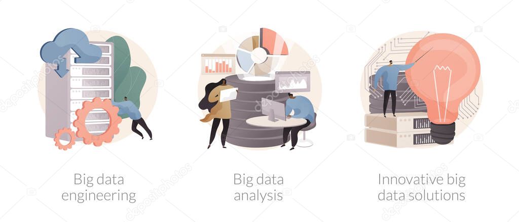 Database technology abstract concept vector illustrations.