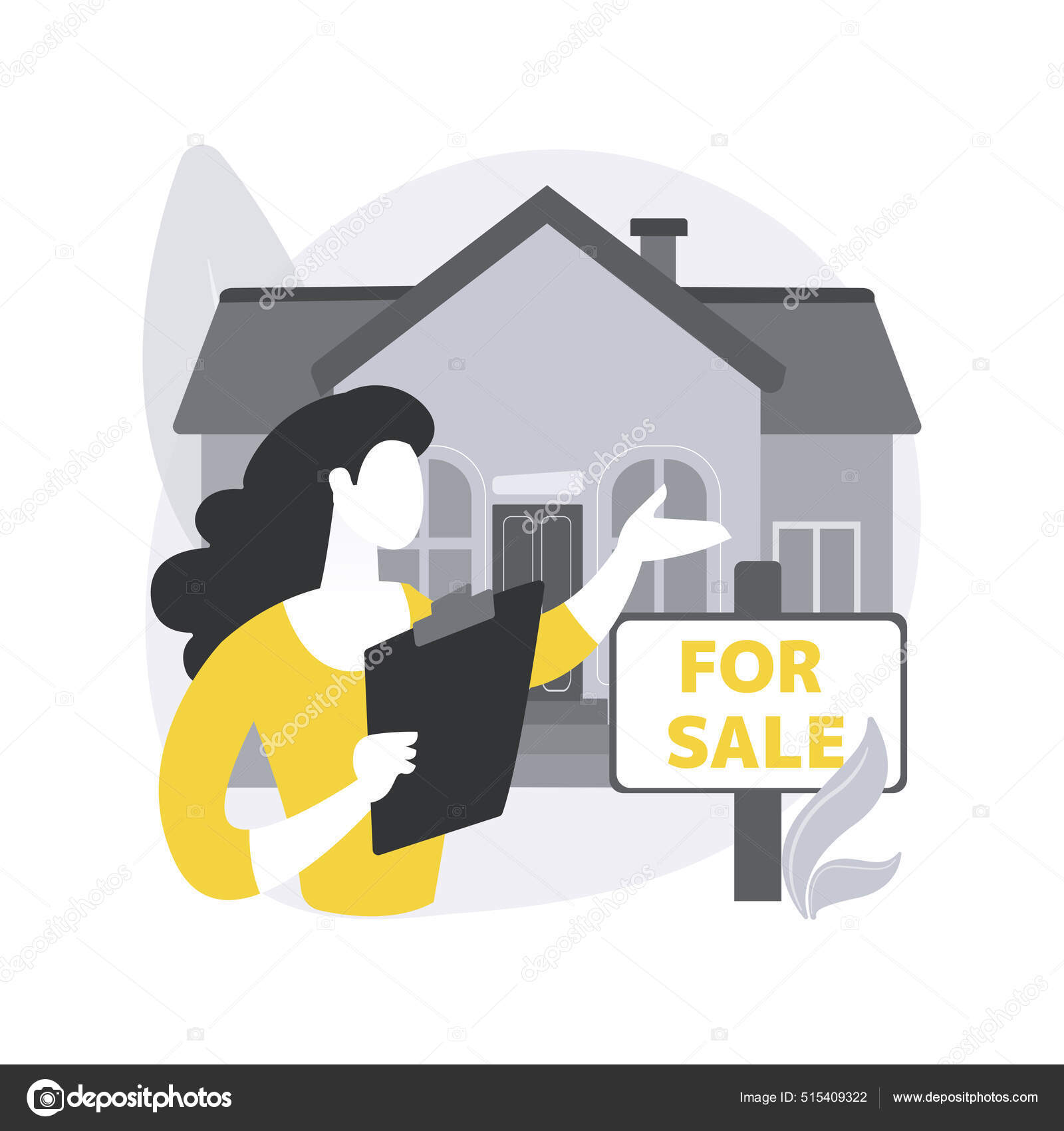 Agente inmobiliario abstracto concepto vector ilustración. Vector de stock  #515409322 de ©VisualGeneration, image size:1600x1700