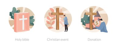 Kilise soyut konsept vektör çizimleri topluyor.