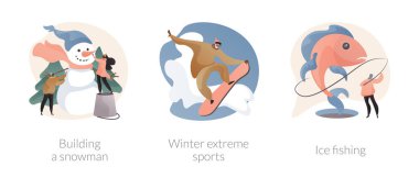 Kış açık hava aktiviteleri soyut konsept vektör çizimleri.