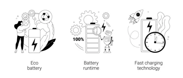 Wiederaufladbare Batterie abstraktes Konzept Vektor Illustrationen. — Stockvektor