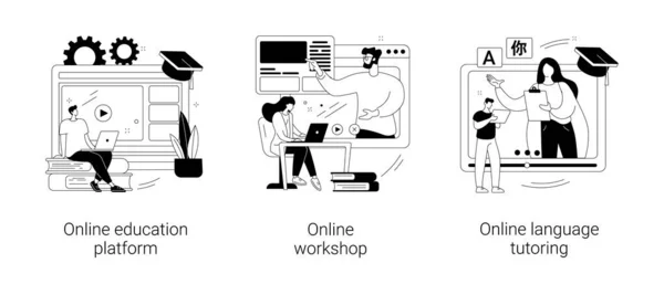 Afstand web learning abstract concept vector illustraties. — Stockvector