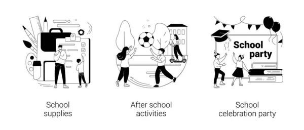 Ano letivo resumo conceito vetor ilustrações. — Vetor de Stock