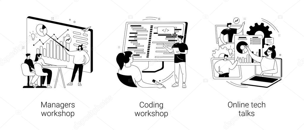 Employee skills training abstract concept vector illustrations.