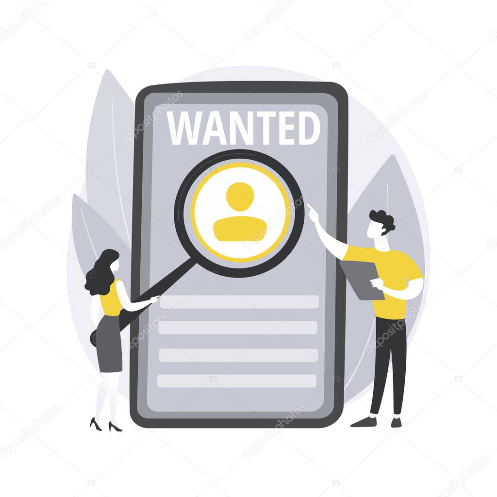 Wanted employees abstract concept vector illustration.