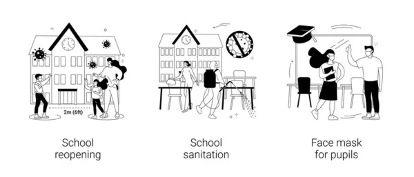 Back to school coronavirus guidelines abstract concept vector illustrations. — Stockový vektor