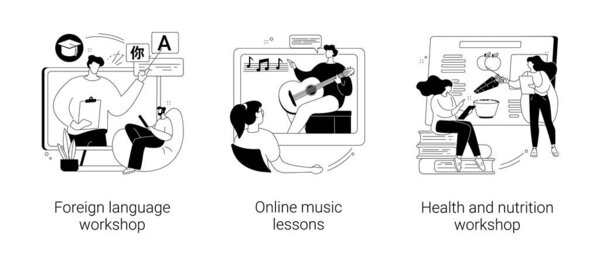 Концептуальные векторные иллюстрации дополнительного образования.