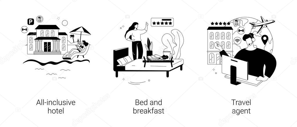 Hospitality resort abstract concept vector illustrations.