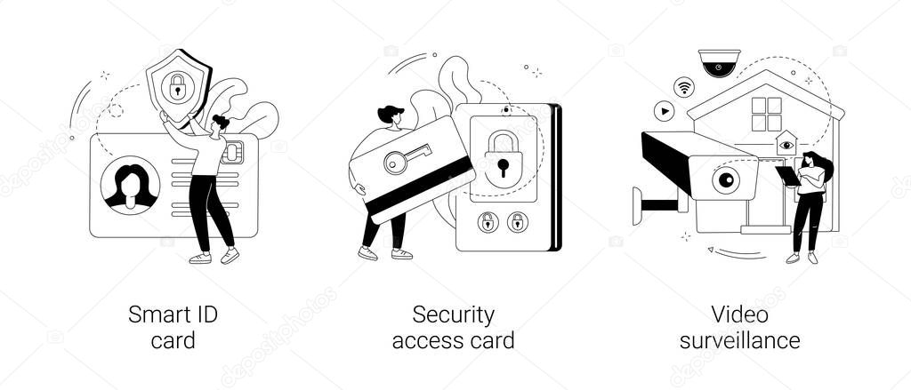 Security and identity verification abstract concept vector illustrations.