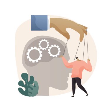 Psikolojik manipülasyon soyut konsept vektör çizimi.