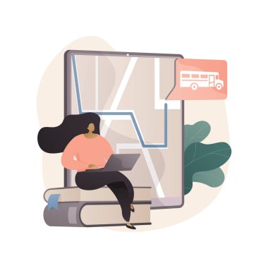 Okul otobüsü izleme sistemi soyut konsept vektör çizimi.