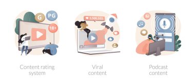 Medya ve TV içeriği soyut konsept vektör çizimleri.