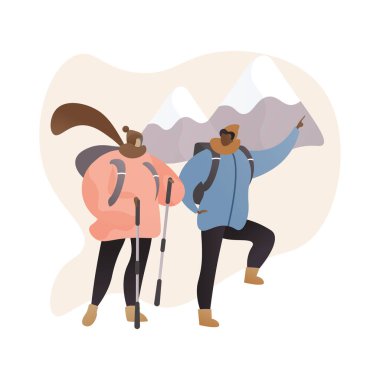 Kış yürüyüşü soyut konsept vektör çizimi.