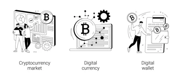 Digitaal geld abstract concept vector illustraties. — Stockvector