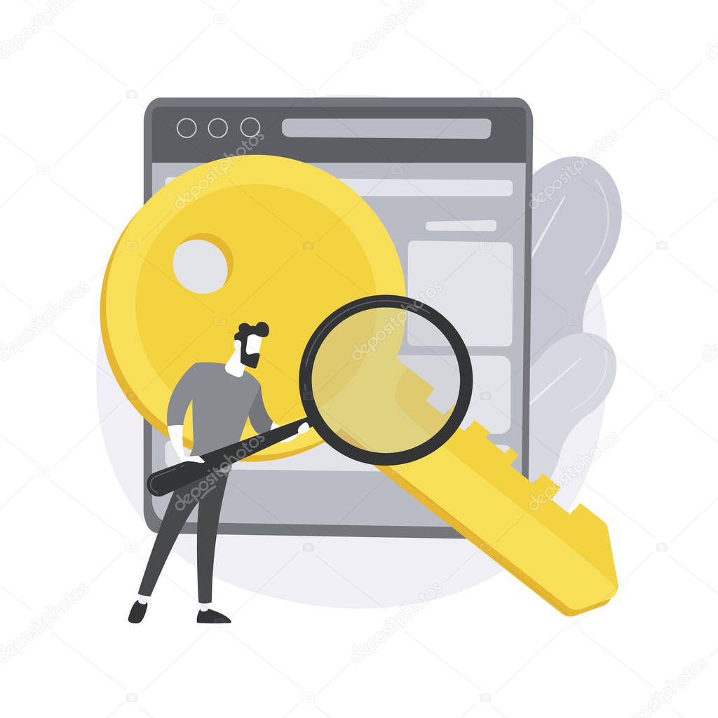 Keyword research abstract concept vector illustration.