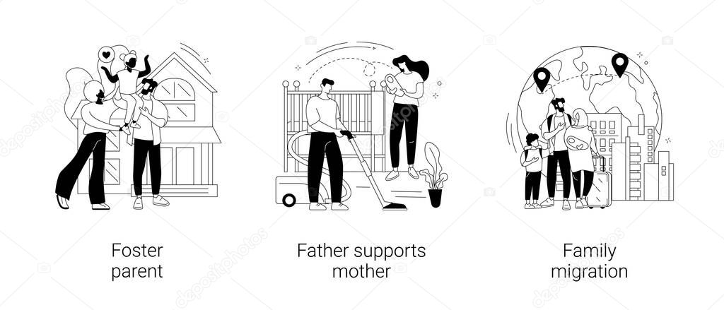 Family life abstract concept vector illustrations.